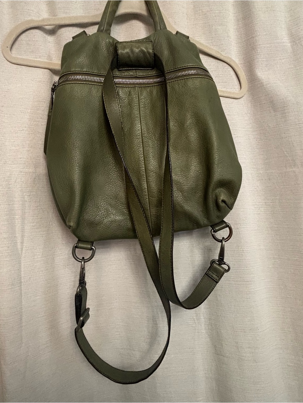 Green Leather Convertible Women’s Backpack - Picture 6 of 10